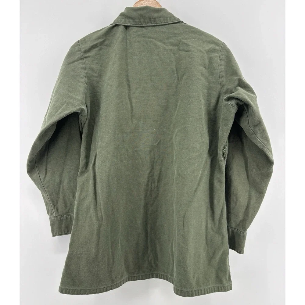 Vintage Vietnam War OG-107 Cotton Sateen Utility Fatigue Shirt Coat Olive Drab